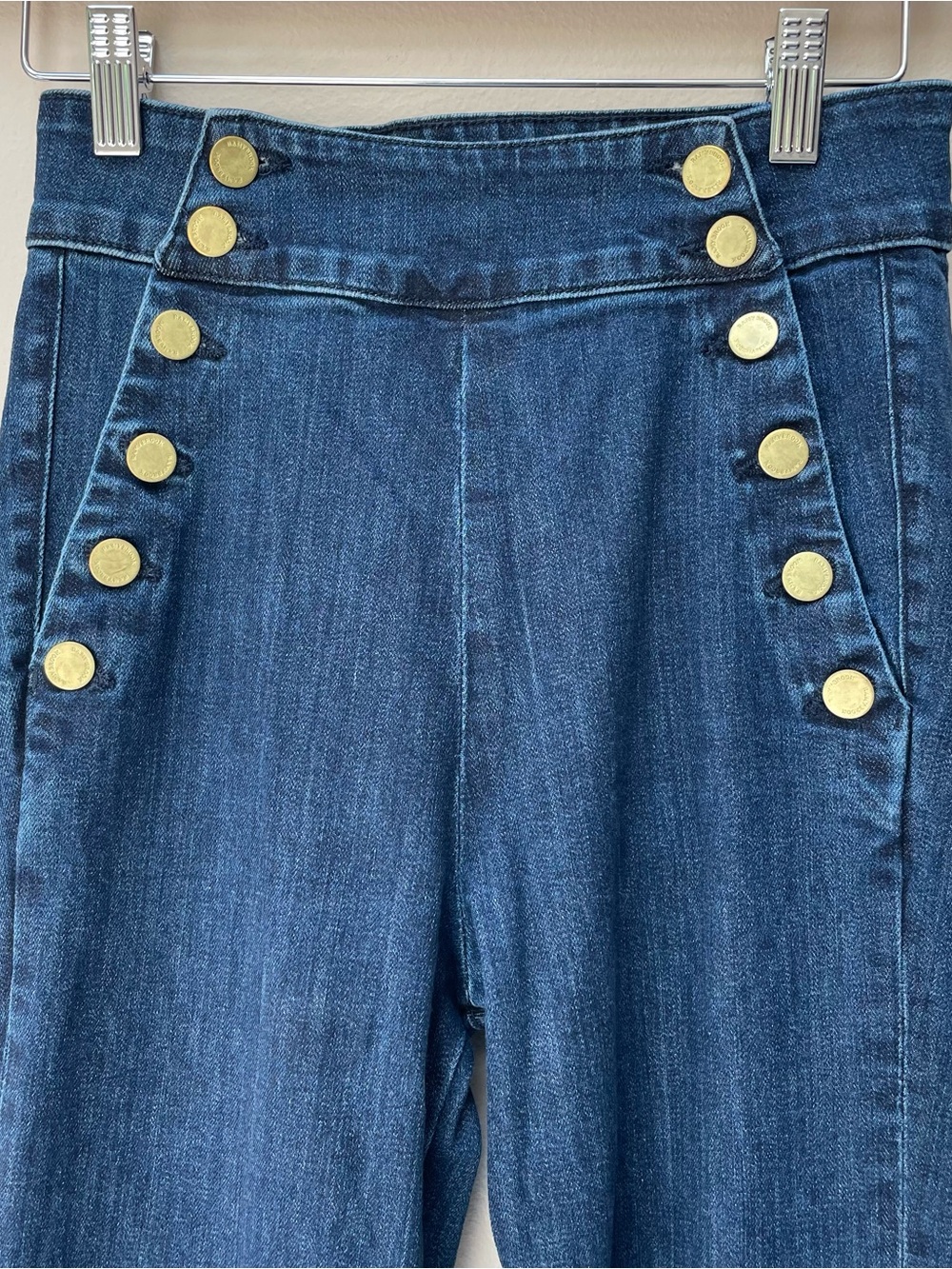 Ramy Brook Romee High Waisted Flare Jeans Dark Wash Blue Cotton Denim Size 24 - Picture 6 of 14
